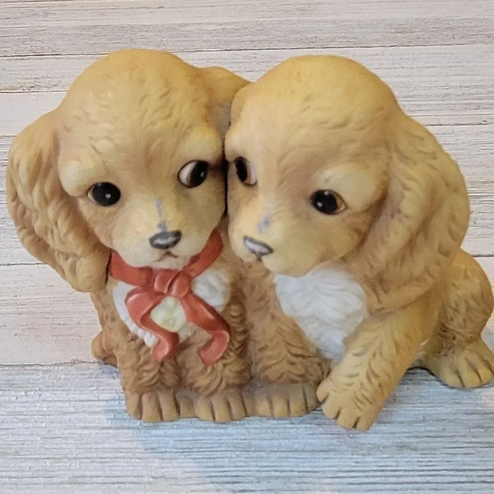 Vintage 1988 Homco Masterpiece Porcelain Cocker Spaniel Puppies Figurine